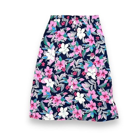 Vintage Napa Valley Blue Floral Tropical Crepe Maxi Skirt Size Large Summer EUC - Picture 4 of 16